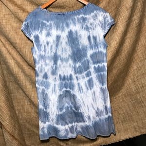 White blue embroidered blouse